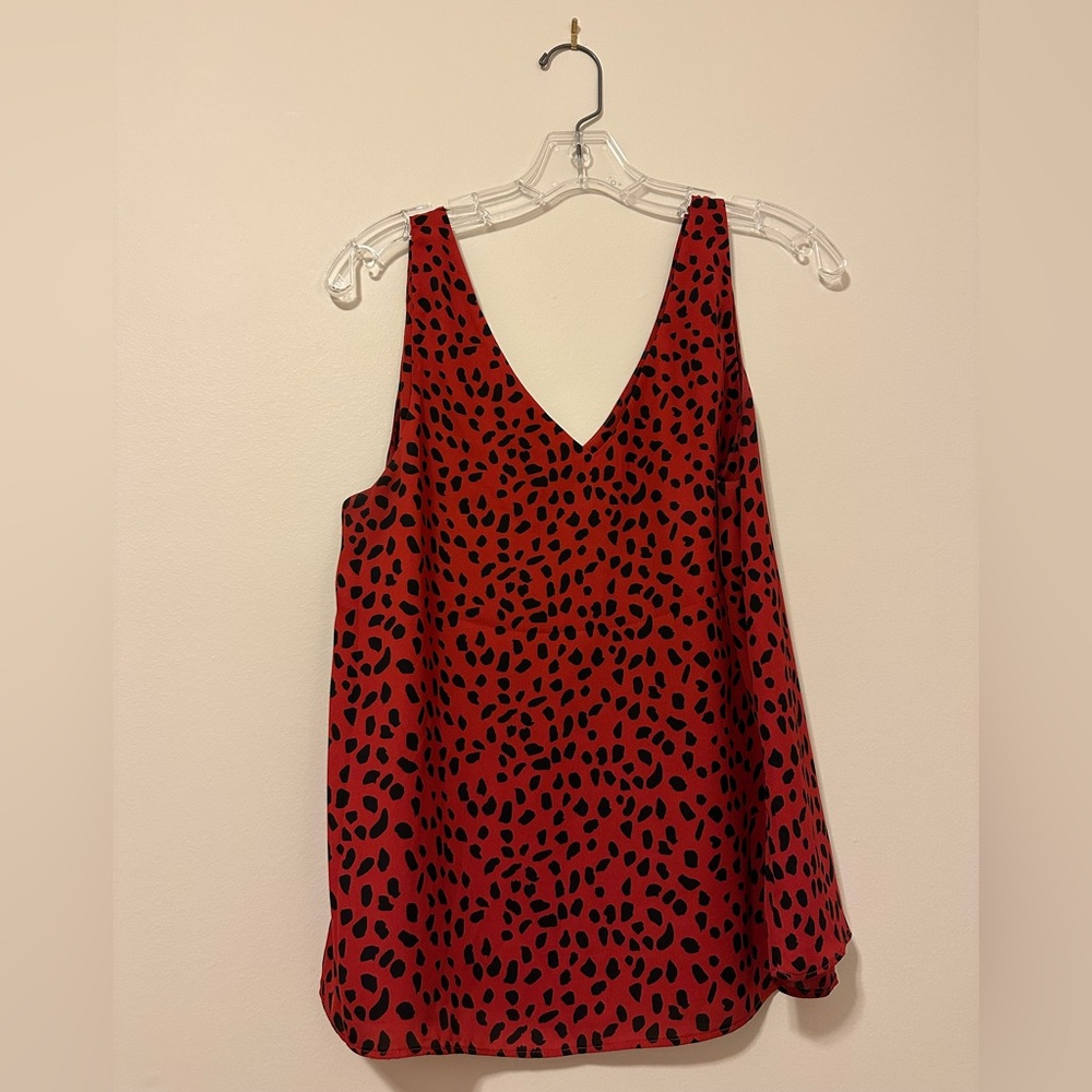 Allison Joy tank top blouse in red/black cheetah pattern